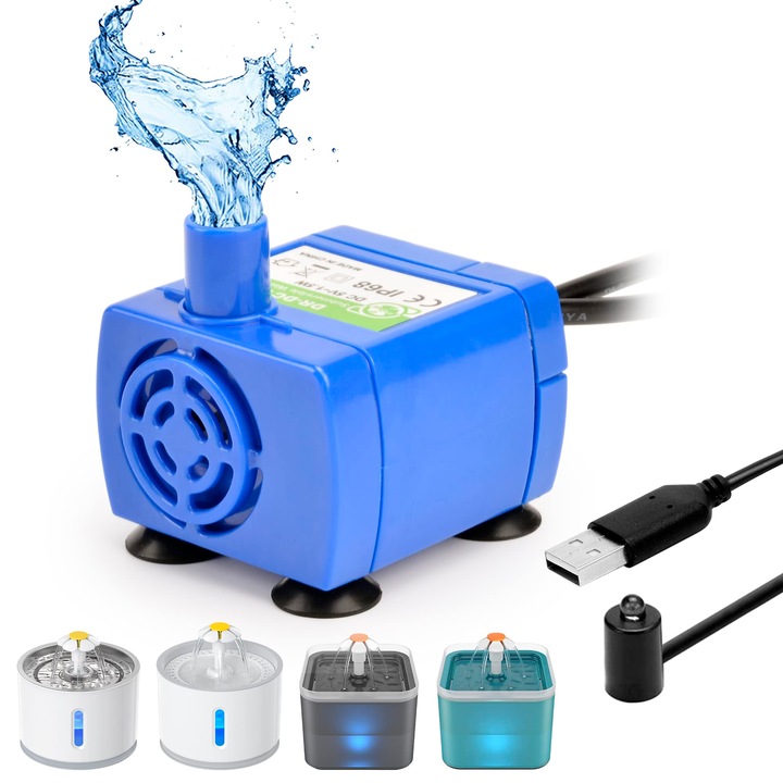 Pompa submersibila pentru fantana pentru pisici si caini, curatare usoara, design silentios, 30 decibeli, set