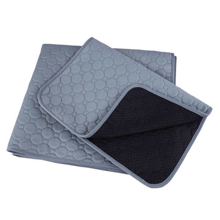Pachet de 2 asternuturi reutilizabile pentru caini, 90x80cm, gri, absorbante