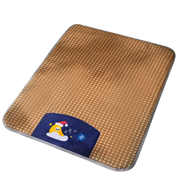 Saltea racoroasa pentru caini, rattan natural, lavabila, antiderapanta, cu fund racoritor, 100x70cm