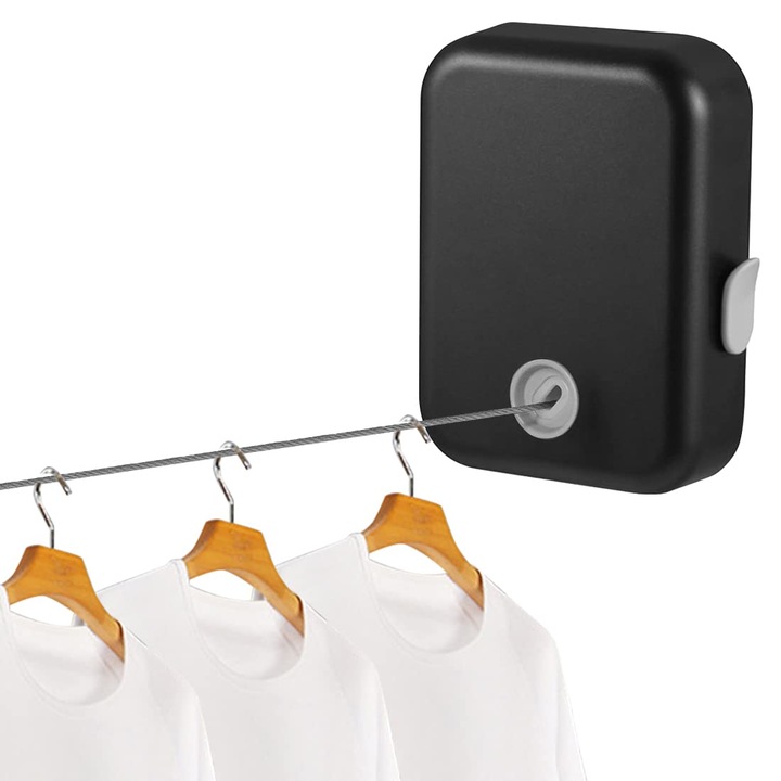 Sfoara retractabila pentru rufe, 4.3m, capacitate 25kg, set cu 2 suporturi, inox 304, pentru interior/exterior