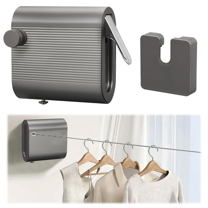 Uscator rufe retractabil, 4.2m, capacitate 19kg, design anti-cadere, inox, montare pe perete