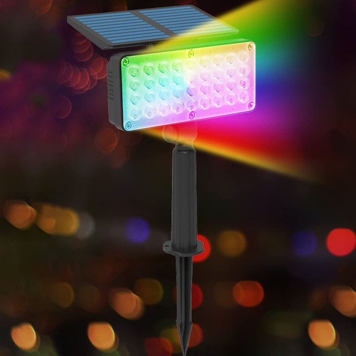 Lampa solara de gradina, super luminoasa, IP65, 2 in 1, incarcare rapida, 2400mAh, multicolor