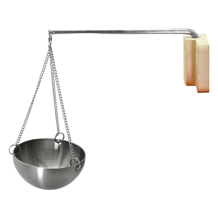 Cupa aromaterapie din otel inoxidabil pentru sauna, suport de perete, design cu lant, utilizare versatila
