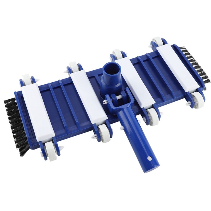 Aspirator piscina set cu perie laterala si roti, compatibil cu majoritatea polilor telescopici, material PC, dimensiuni 30x15cm