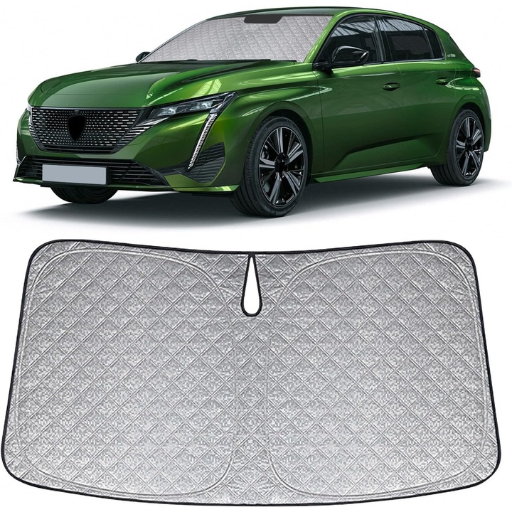 Parasolar auto pliabil pentru Peugeot 308 P5 2021-2025, protectie UV, design pliabil, 6 straturi de izolatie, dimensiuni variate.
