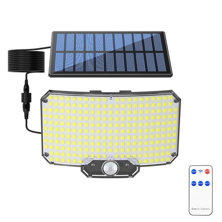 Lampa solara de gradina cu senzor de miscare, 234 LED-uri, impermeabila, 3 moduri de iluminare, alba
