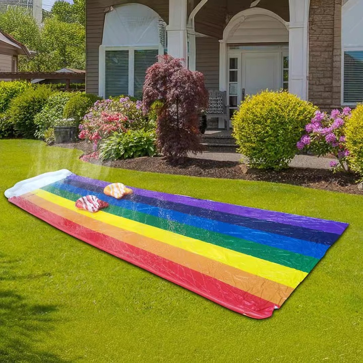 Детска пързалка, Double Rainbow Slide Waterway, устойчив материал, многоцветна, 300x60см