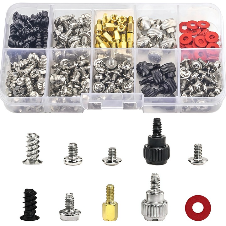Set suruburi PC 228 piese, diverse dimensiuni, multicolor, universal