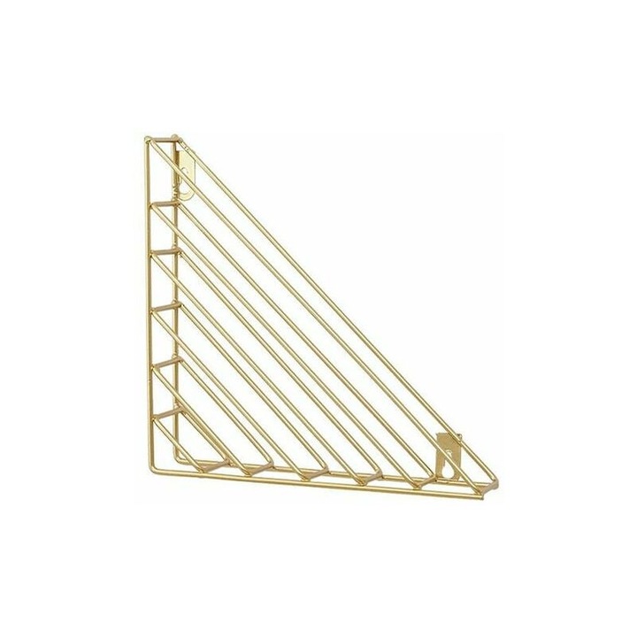 Fali újságtartó, fém magazintartó polc, északi geometrikus design, vasból, fürdőszobába, irodába és előszobába, arany, 23x23x32 cm