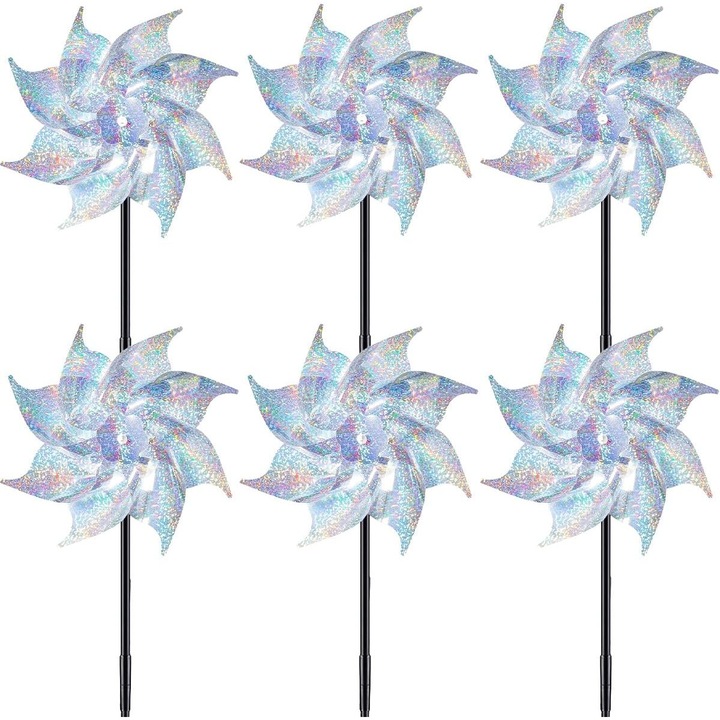 Moara anti-pasari, set de 6 bucati, design reflectorizant, 50x18cm, pentru gradina