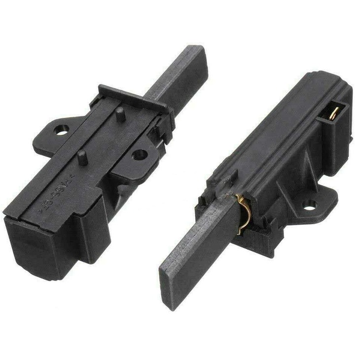 Set 2 bucati, perii de carbon (perii colectoare) pentru motor compatibile cu masini de spalat Zanussi, laminate de inalta calitate, cu suport, negru, 2 buc