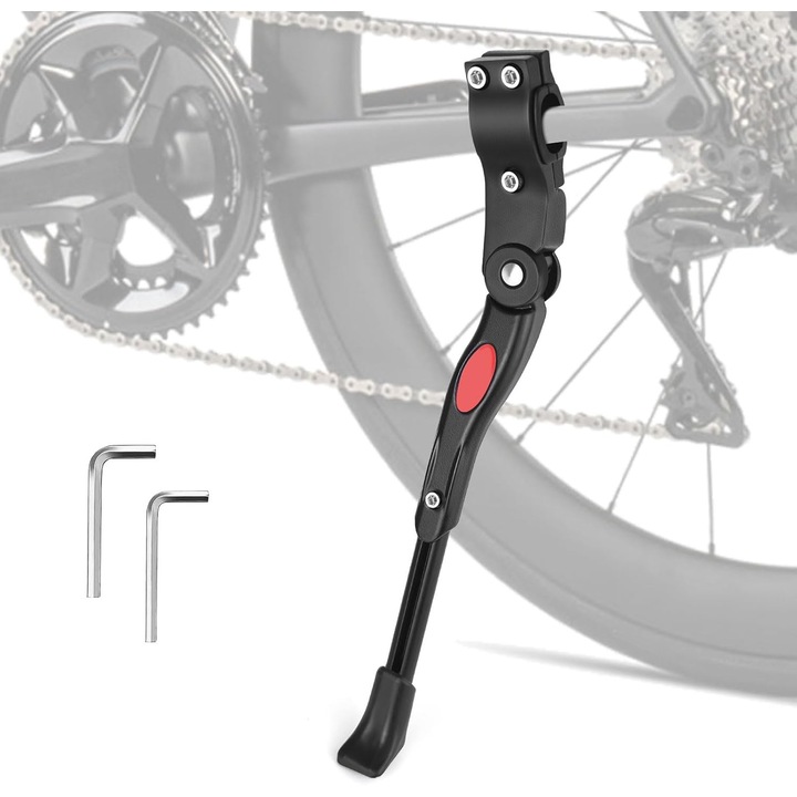 Cric bicicleta din aluminiu, ajustabila, 24-28 inch, neagra, capacitate 35 kg, pentru biciclete electrice si montane