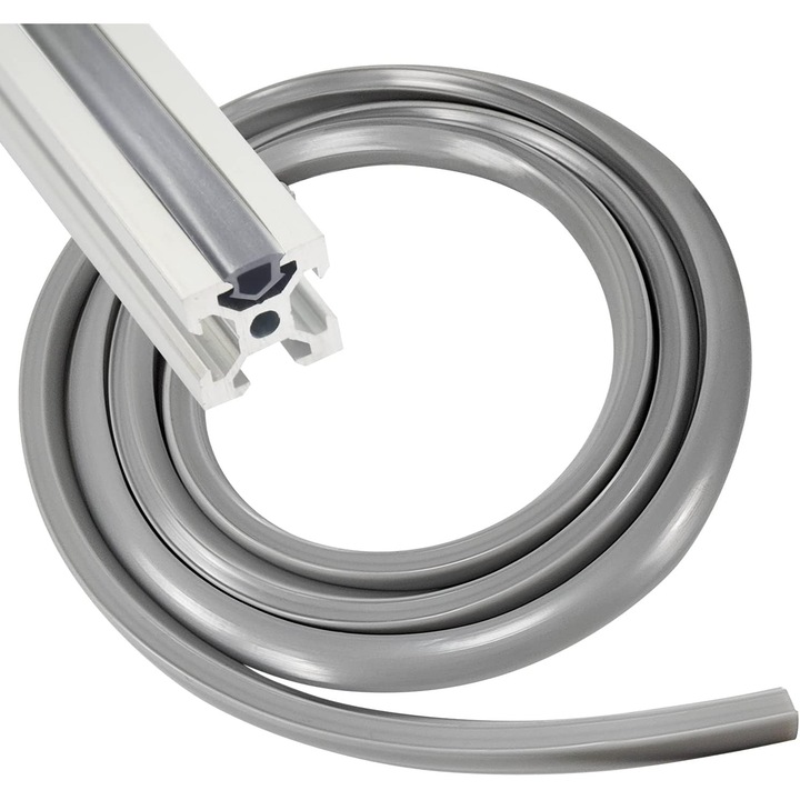 Banda de etansare pentru profil din aluminiu, PVC, 10 metri, 8mm, gri argintiu