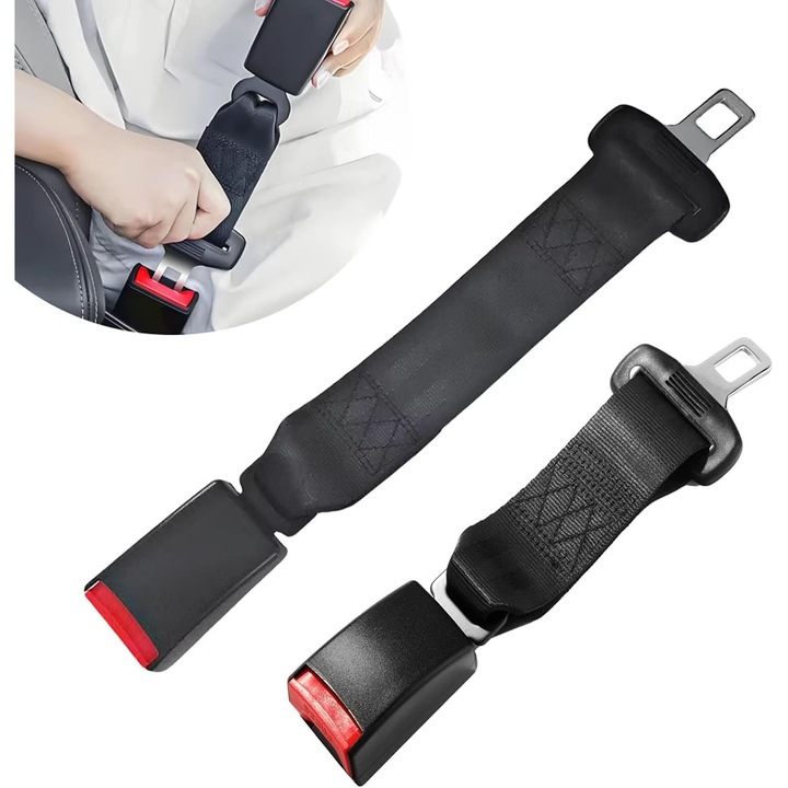 Set 2 extensii centura de siguranta auto, ajustabile, rosii, universala