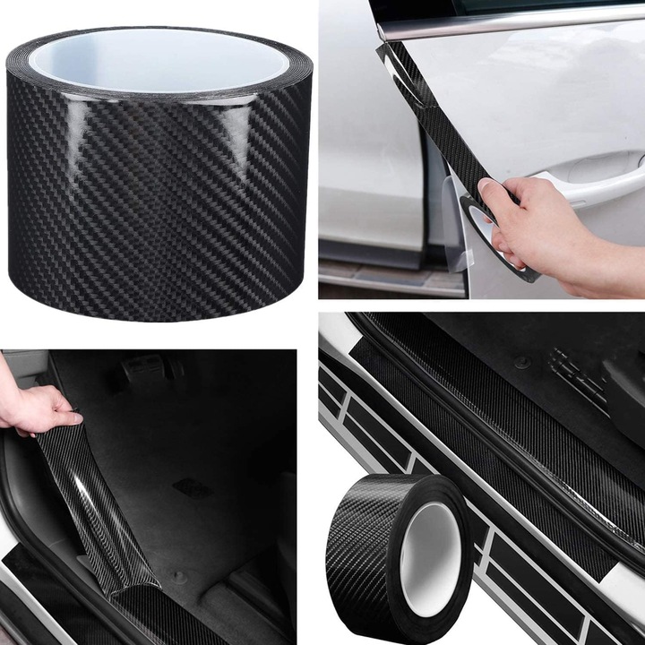 Folie protectoare auto universala 5D fibra carbon 5cmx10m rezistenta la apa si zgarieturi
