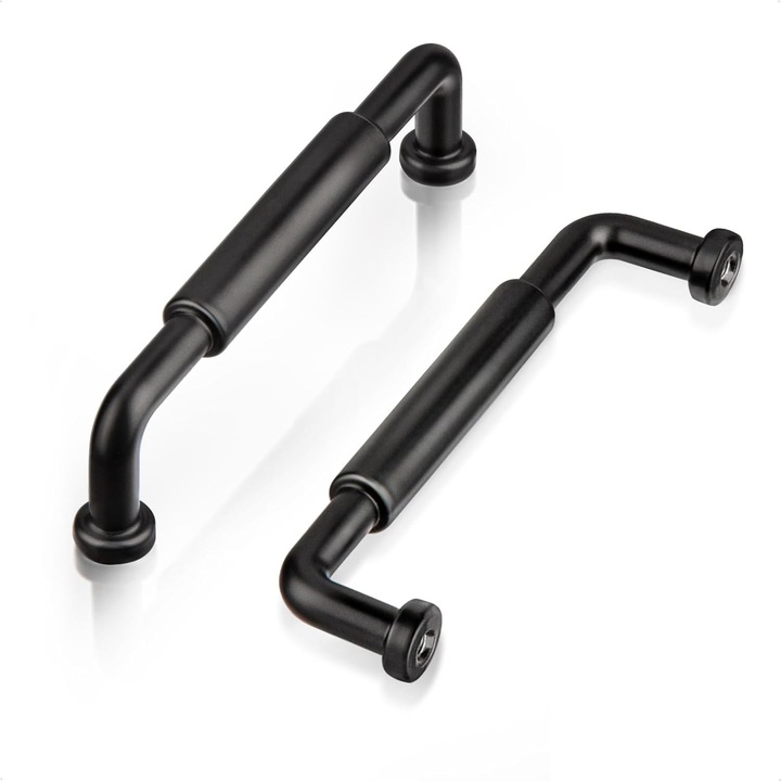 Maner de mobila, design clasic, 96 mm distanta centru, zinc, negru mat, set de suruburi inclus