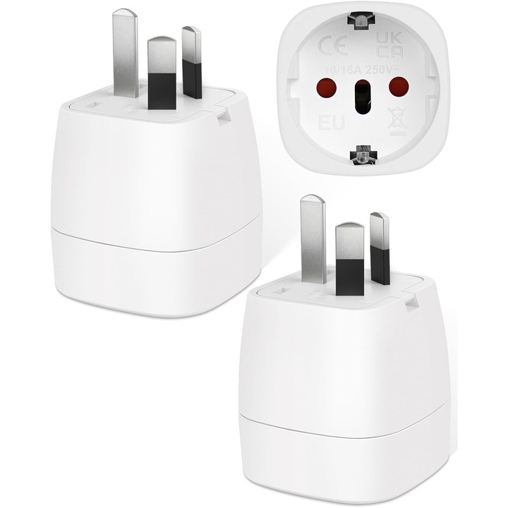 Aplicabil [2 bucati] Adaptor de priza Australia, Accesorii adaptor de calatorie, Adaptor de priza FR cu 2 pini la AU cu 3 pini pentru Noua Zeelanda, Argentina, China, Fiji tip I