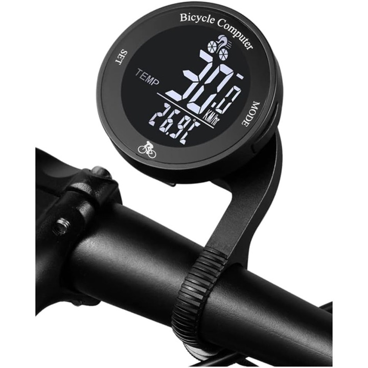 Computer de bicicleta wireless, vitezometru LCD cu iluminare din spate, impermeabil IPX67, cu 24 de functii, kilometraj pentru bicicleta cu ecran mare