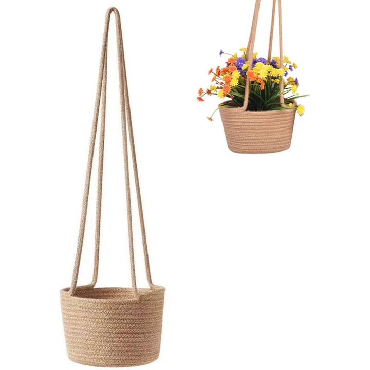 Set de cosuri suspendate din bumbac, 20 cm, design minimalist, pentru plante, interior/exterior