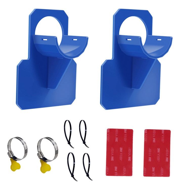 Set de 2 suporturi pentru furtun de piscina, rezistenta la perforare si rupere, albastru, 30-37mm