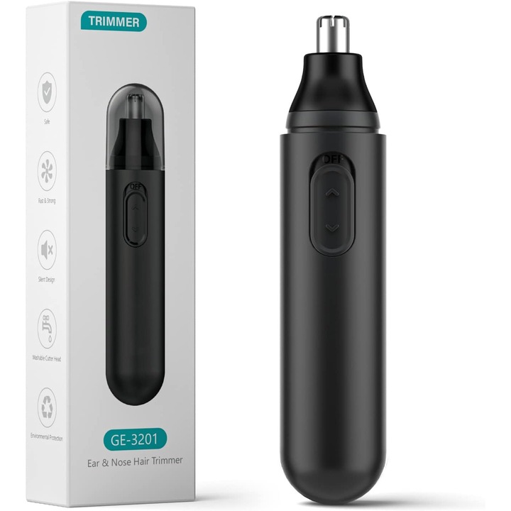 Aparat de tuns Oricean pentru nas, rezistent la apa, Alimentat cu baterie, 12x2cm, negru