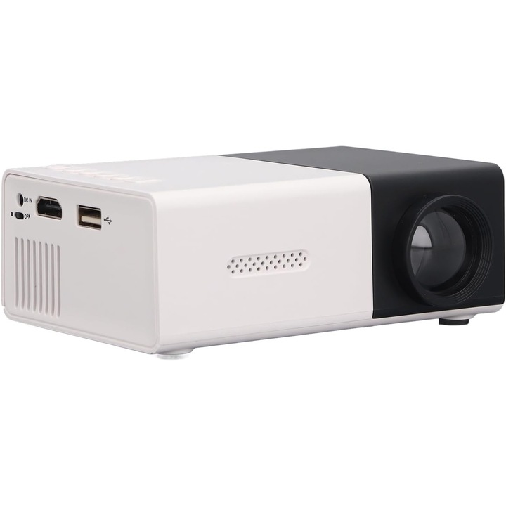 Mini videoprojektor, 1080P, hordozható, HDMI, 12,5x8,5x4,6cm, fekete és fehér