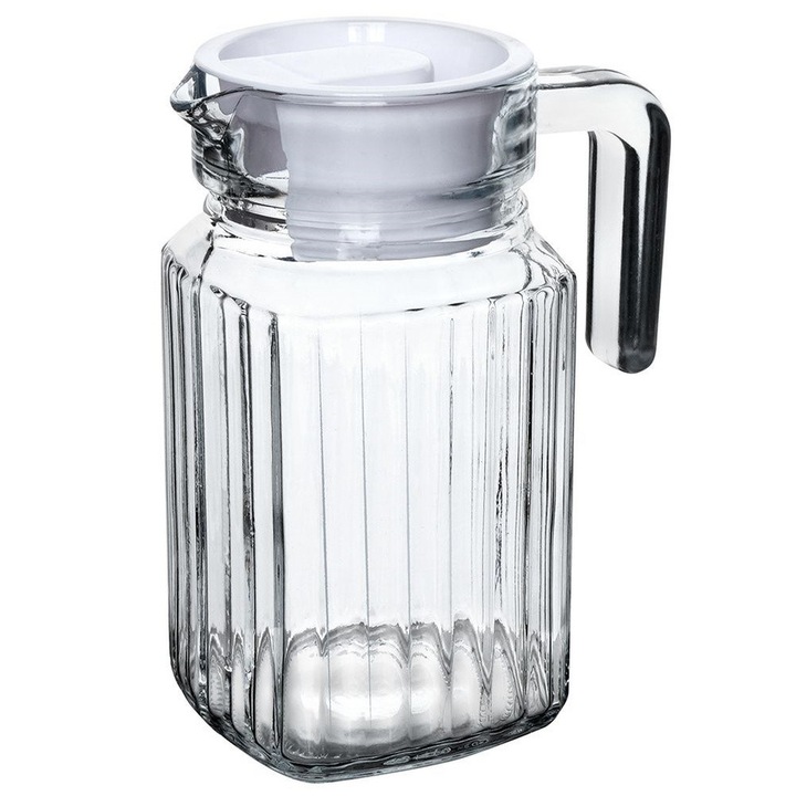 Carafa din sticla, Artemis, 650 ml, transparent, 12,5x8,5x15,5 cm, cu capac