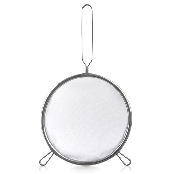 Orion rozsdamentes acél szűrő, 24,5 cm, fogantyúval, mérete 39,5x24,5x7 cm