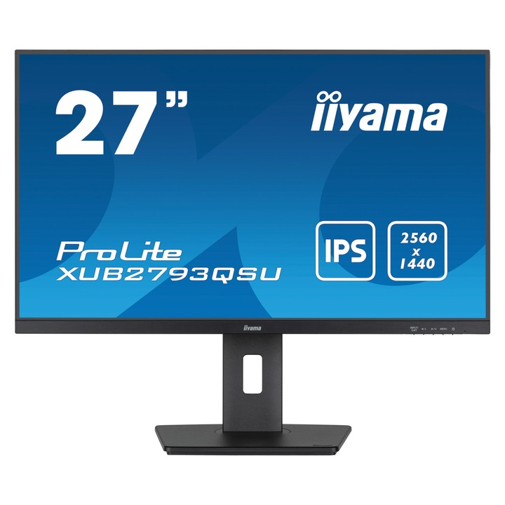 Монитор IIYAMA XUB2793QSU-B7, 27'', IPS panel, AG, 16:9, QHD 2560x1440, 100Hz, 1ms, 300cd/m2, 1300:1, 80M:1, Blue light reducer, Flicker free, Adaptive Sync, i-style colour, HDMI, DP, 2x USB, Audio out, Speakers, HAS, Swivel, Tilt, Pivot, VE XUB2793QSU-B7