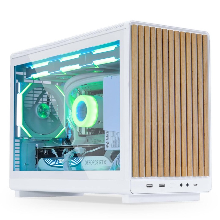 Carcasa PC Lian Li DAN A3-mATX Wood Edition Alb, Sticla Temperata, Micro Tower GELI-974