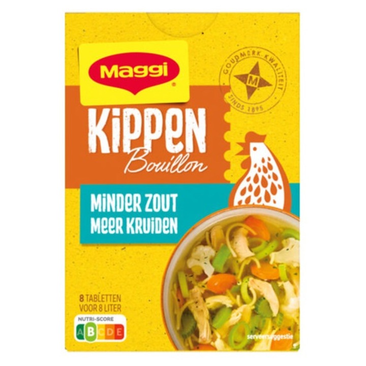 Cuburi gust de pui, Maggi Bouillon, cu continut redus de sare, 8 bucati, 72g