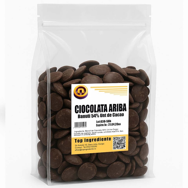 Ariba – Discuri de Ciocolata pentru Glasat 54% Unt de Cacao 1kg