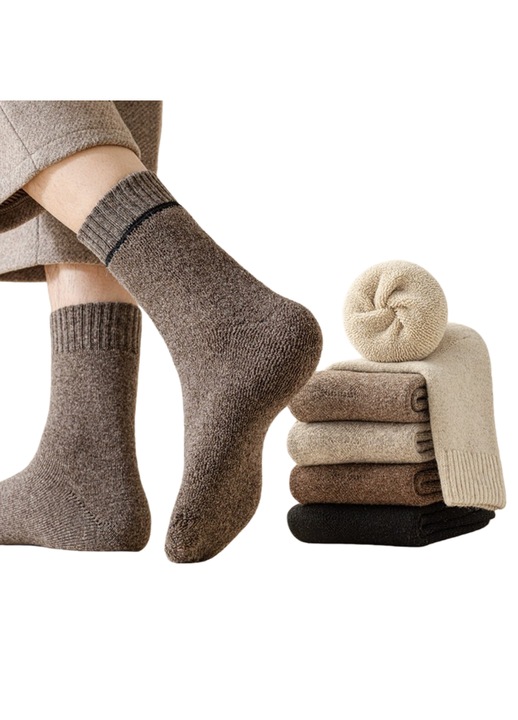 Set de 6 sosete din lana pentru femei, sosete calde de iarna, moi, confortabile pentru cabana, calduroase, pufoase, marime universala, pentru femei si barbati, iarna si drumetii, tricotaj gros, multicolore