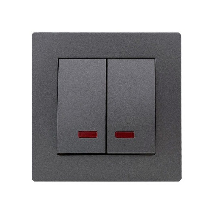 Készlet 10 dupla kapcsoló LED-del, antracit, KLAUS, Standard
