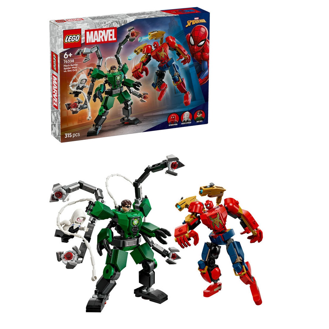 LEGO® Marvel - Batalia robotilor: Omul Paianjen vs Doc Ock 76338, 315 piese