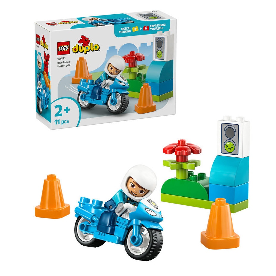LEGO® DUPLO Town - Motocicleta albastra de politie 10471, 11 piese
