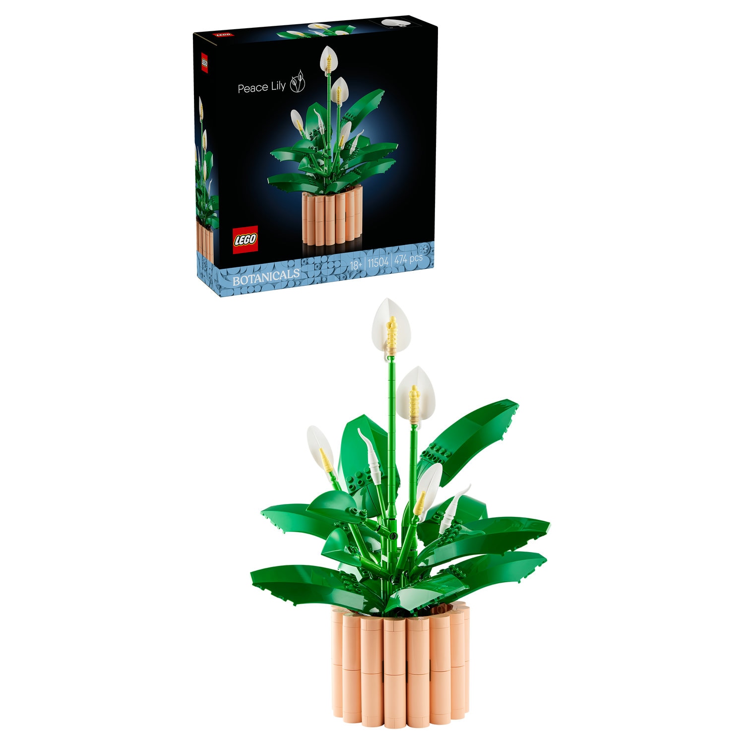 Set de constructie LEGO® Botanicals Crinul pacii 11504, Floare artificiala, Idee de Cadou pentru Femei Pasionate de Jocuri de Constructie Creativa