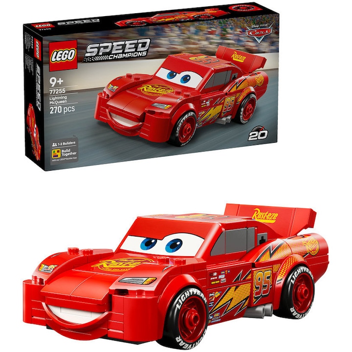 Set de constructie LEGO® Speed Champions | Fulger McQueen 77255, Jucarii pentru Baieti, Masini de Jucarie, Idee de Cadou pentru Copii Pasionati de Jocuri cu Masini