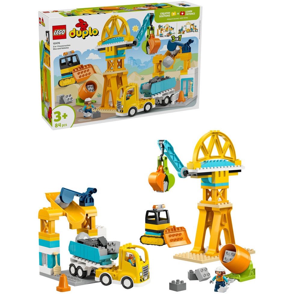 LEGO® DUPLO Town - Santier si vehicule de constructii 3 in 1 10476, 84 piese