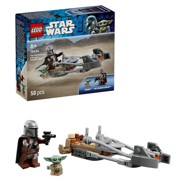 LEGO® Star Wars TM - Motocicleta rapida a lui Mandalorian si Grogu 75436, 58 piese