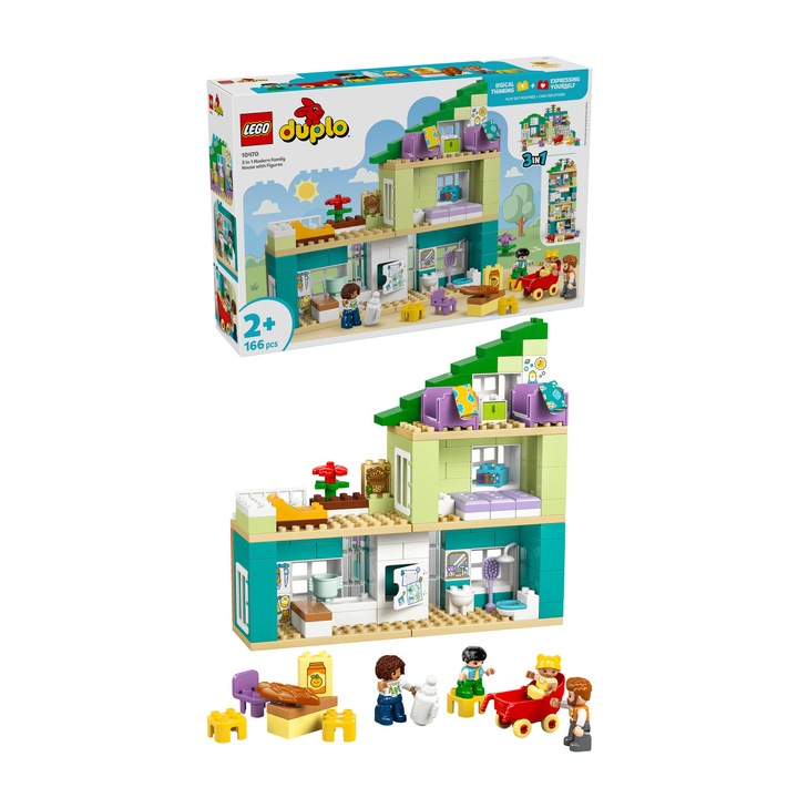 LEGO® DUPLO Town, Модерна семейна къща 3 в 1, с фигури 10470, 166 части