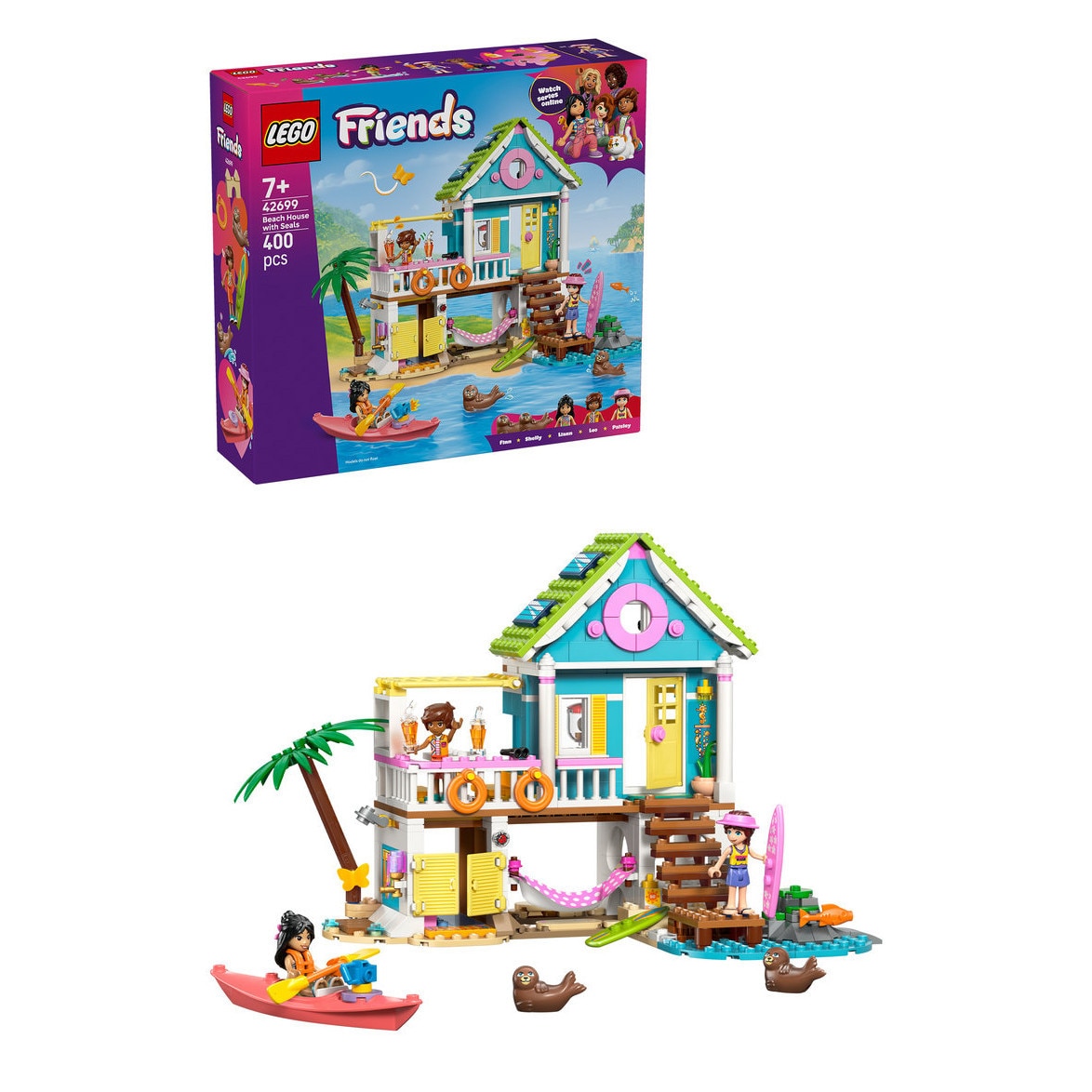 LEGO® Friends - Casa pe plaja cu foci 42699, 400 piese - eMAG.ro