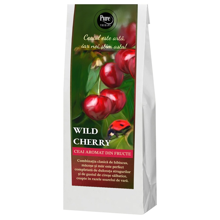 Ceai de fructe WILD CHERRY, Pure Therapy, hibiscus si macese, 70g