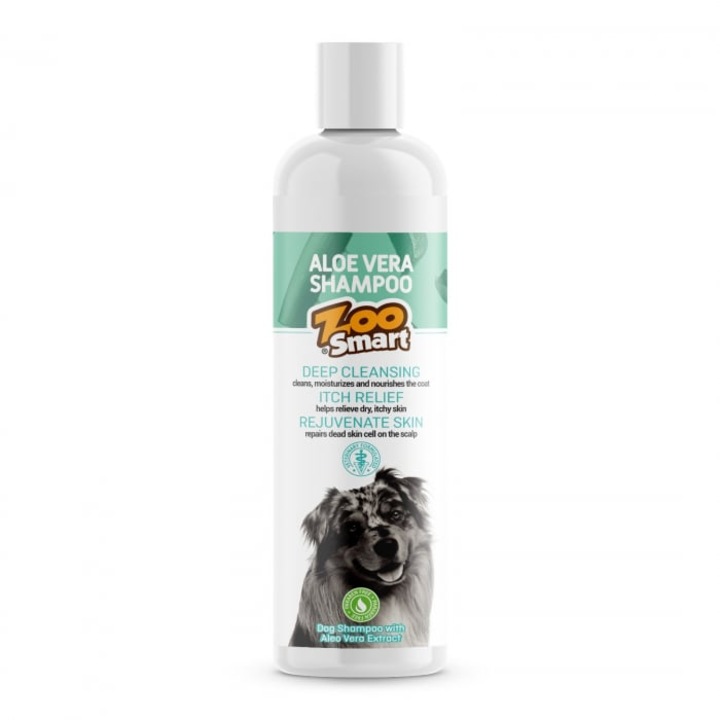 Sampon pentru caini Pet Factory ZooSmart cu aloe vera, 250 ml, verde, parfum floral