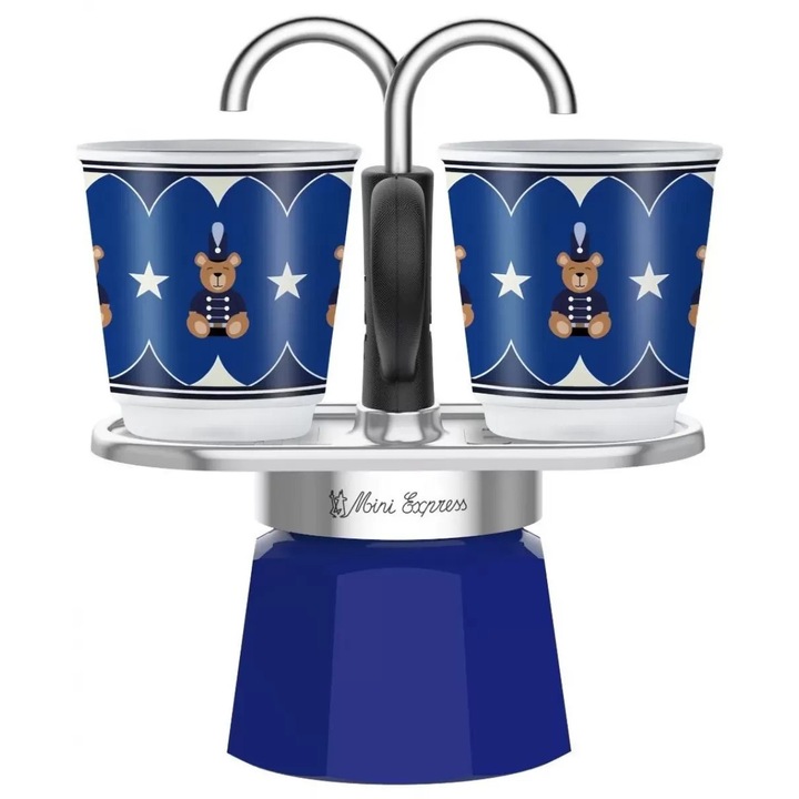 Cafetiera Moka Bialetti Mini Express 2TZ 100 ml Joyful Christmas 2 x 45Ml Albastru
