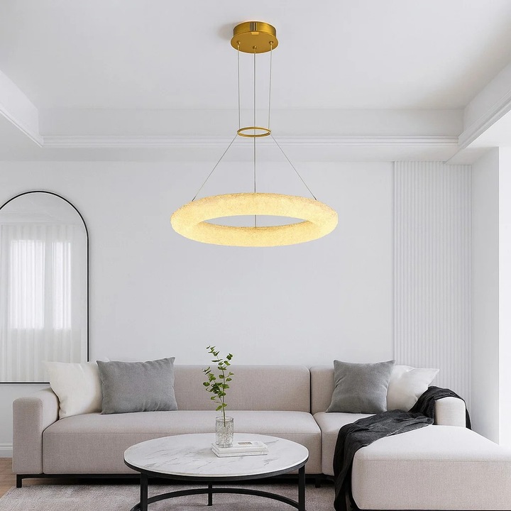 LED полилей RFAN, модел H98022-800-1 HCT, кристална текстура, метал, 160W, златист