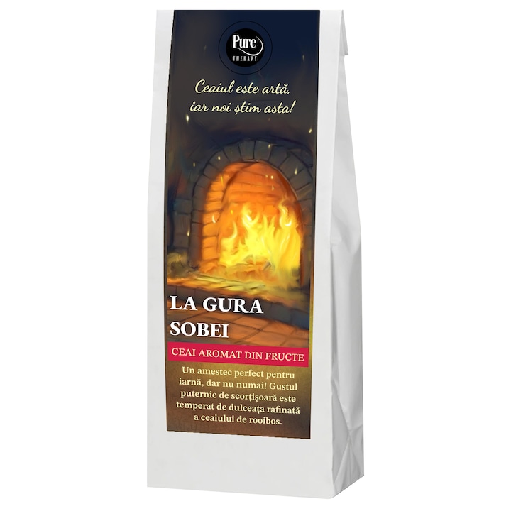 Ceai de fructe si plante LA GURA SOBEI, cu mar, migdale, scortisoara si vanilie de Bourbon, pentru infuzie, 70g, Pure Therapy