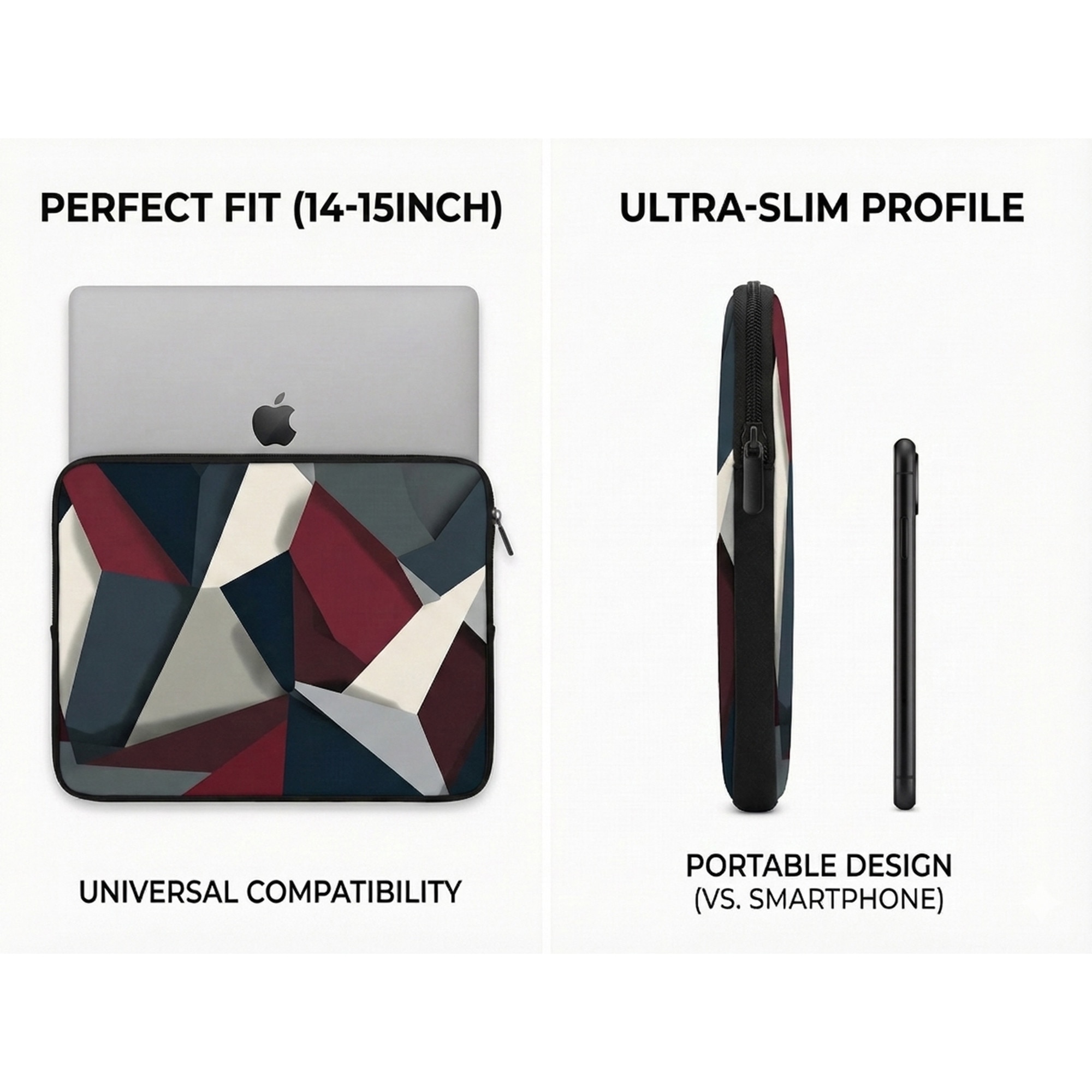 Husa pentru MacBook Pro/Air sau Laptop 14-15 inch, Tip Sleeve, Artinplace, Design Artistic,, Geometrie Abstracta", Neopren, Protectie Anti-Soc, Impermeabila, Multicolor