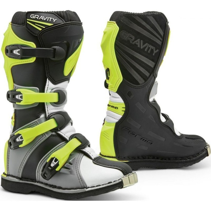 Cizme Enduro Copii Gravity Grey White Yellow Fluo 33