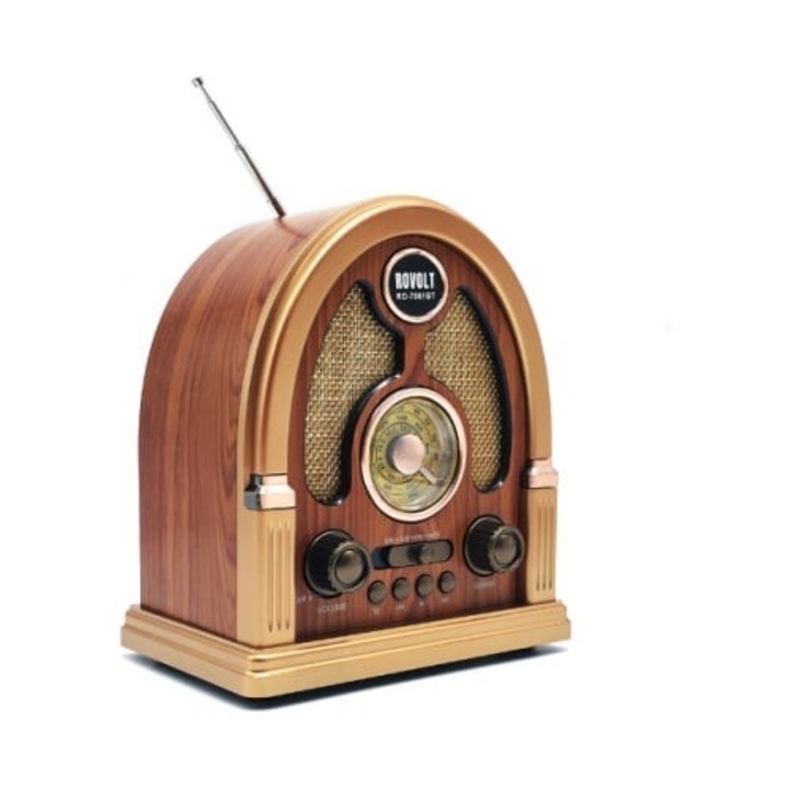 Radio portabil Rovolt, 3 benzi, Bluetooth, USB, 19x13x22cm
